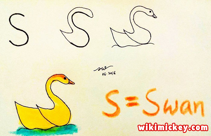 easy drawing ideas for kids easy draw swan from letter s kolay çizim kuğu draw animal from letters step by step 