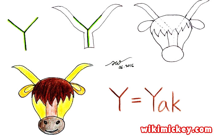 easy drawing ideas for kids easy draw yak cow bull from letter y kolay çizim öküz inek draw animal from letters step by step 