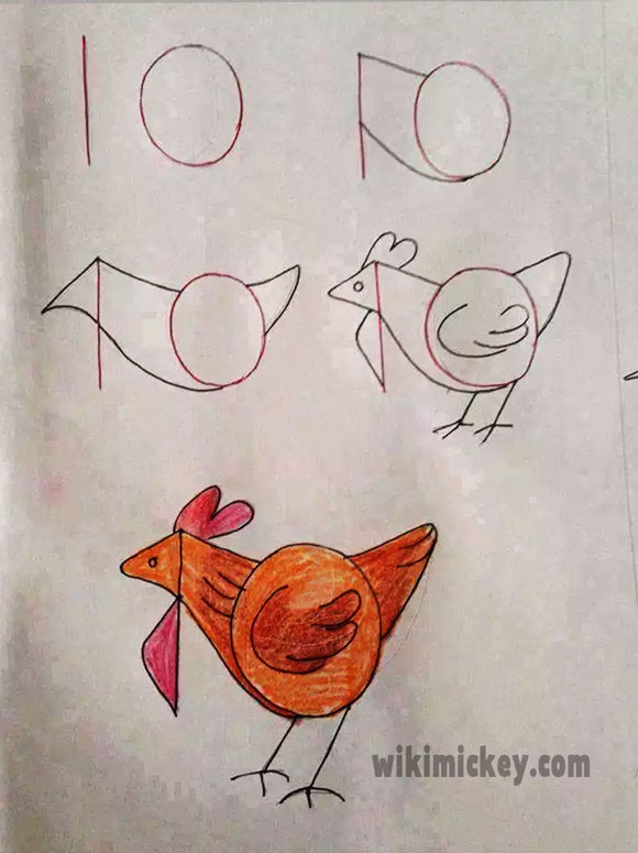 easy drawing ideas for kids easy draw chicken cock kolay çizim tavuk