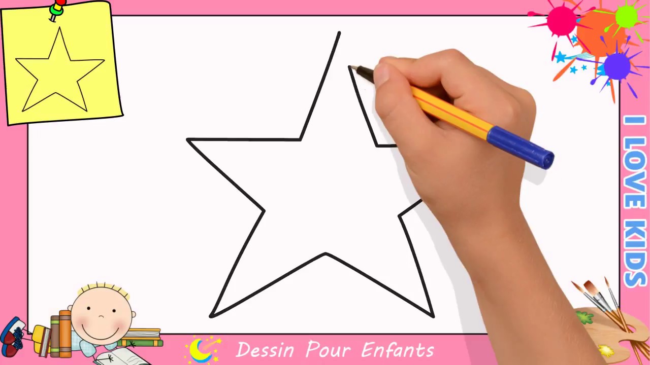 Comment dessiner une étoile FACILEMENT etape par etape pour ENFANTS 1