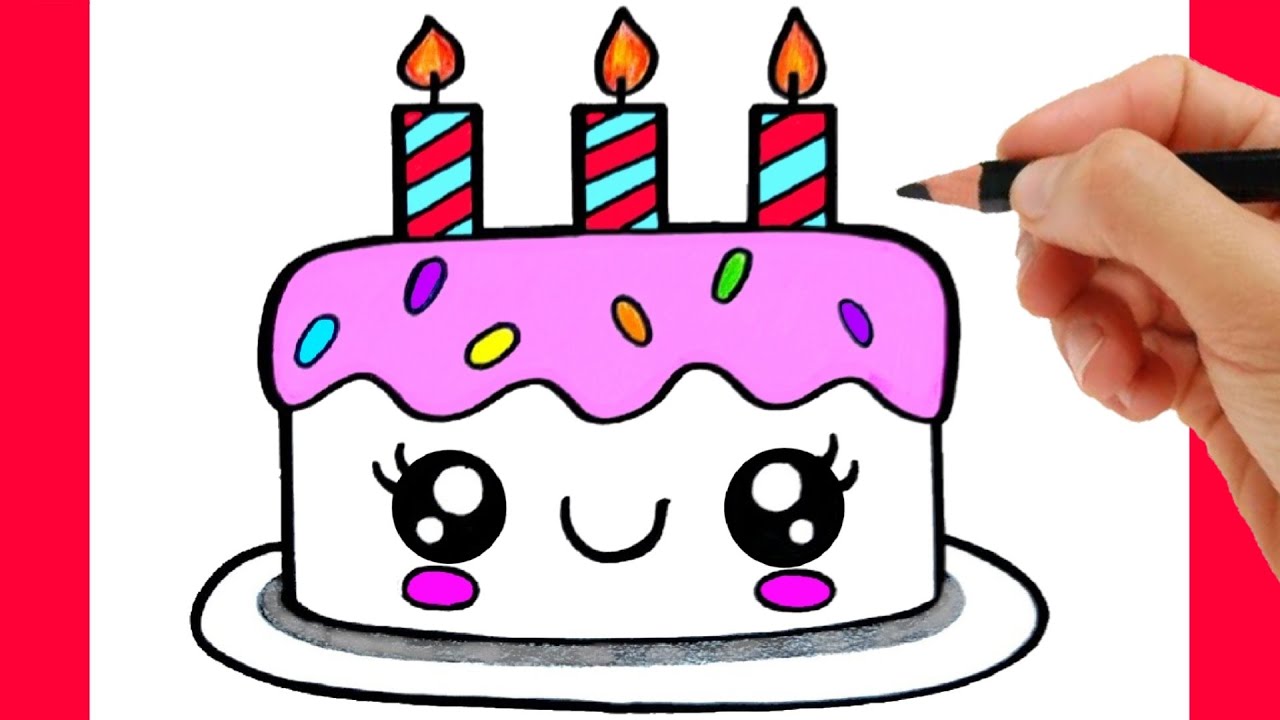 How To Draw A Cute Birthday Cake Kawaii Dibujos Kawaii Desenhos Kawaii Social Useful Stuff Handy Tips