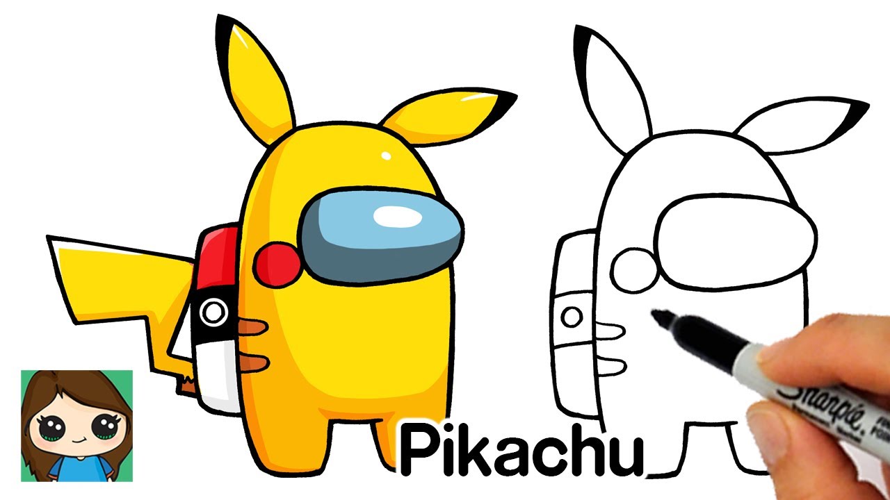 How to Draw AMONG US Pikachu Game Skin | Pokemon | Social Useful Stuff