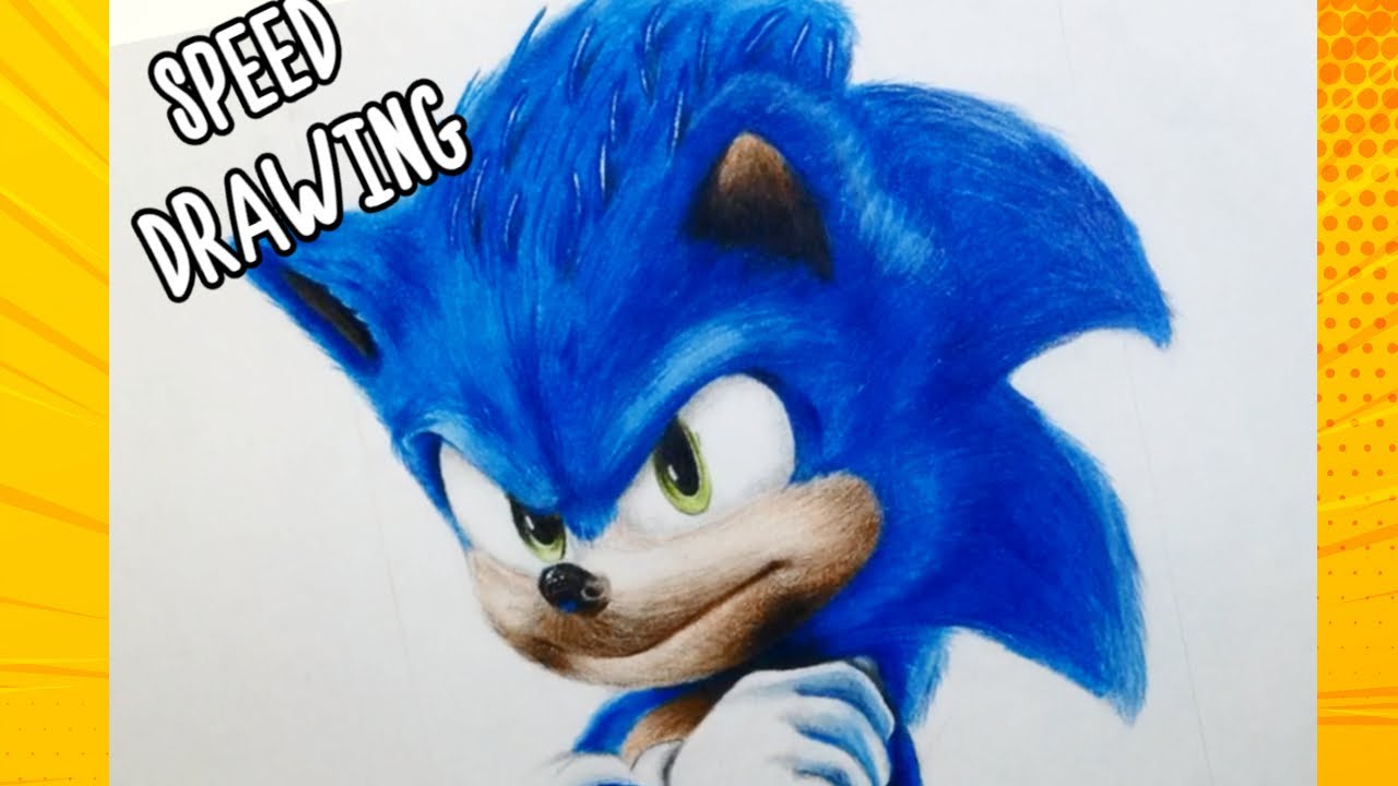 Dibujando A Sonic La Pelicula Speed Drawing Sonic The Hedgehog