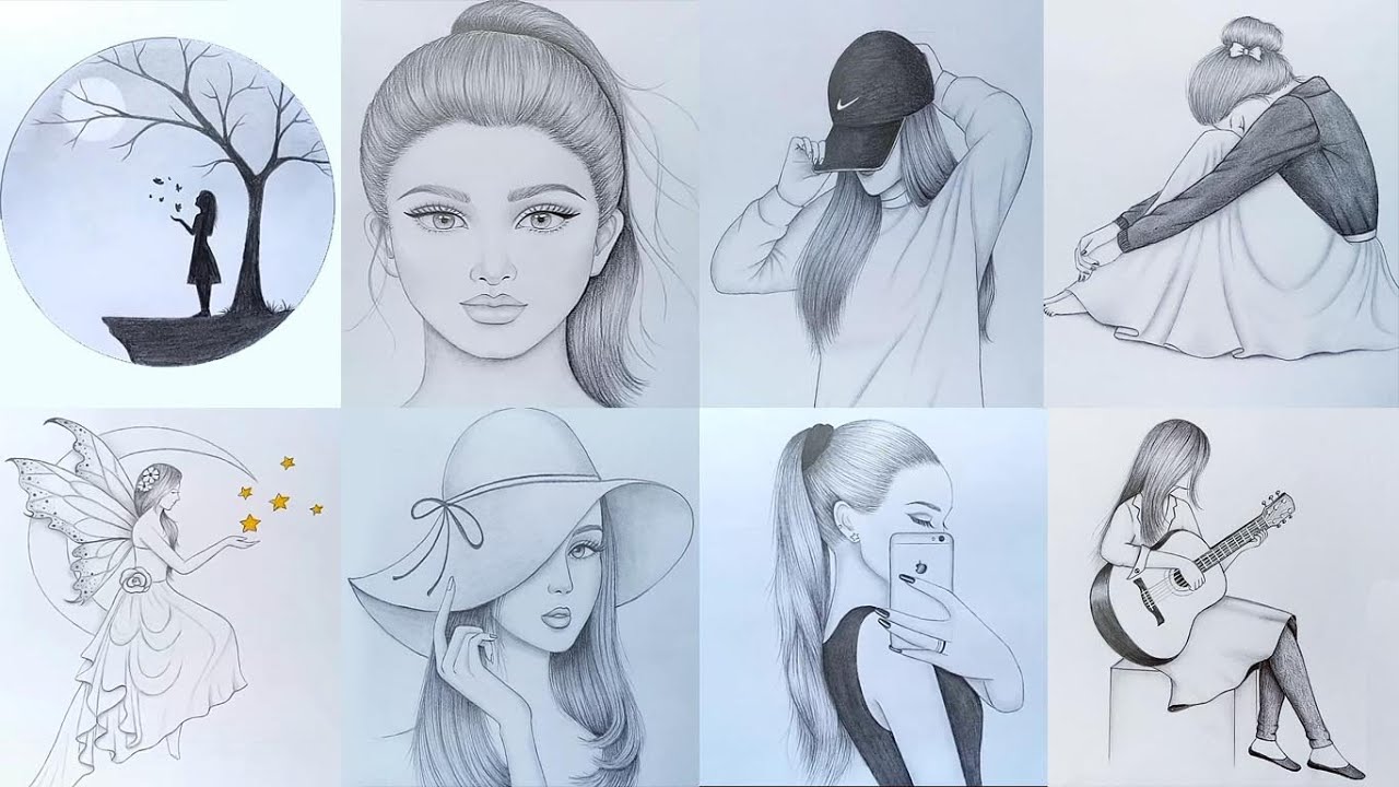 8 easy girl drawing ideas ( part -1 ) || Pencil sketch Tutorials || Art