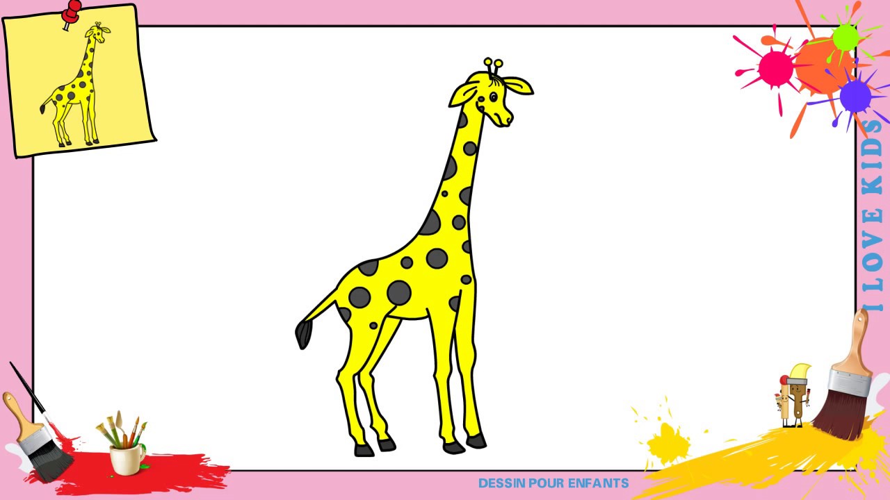Dessin girafe FACILE - Comment dessiner une girafe FACILEMENT etape par