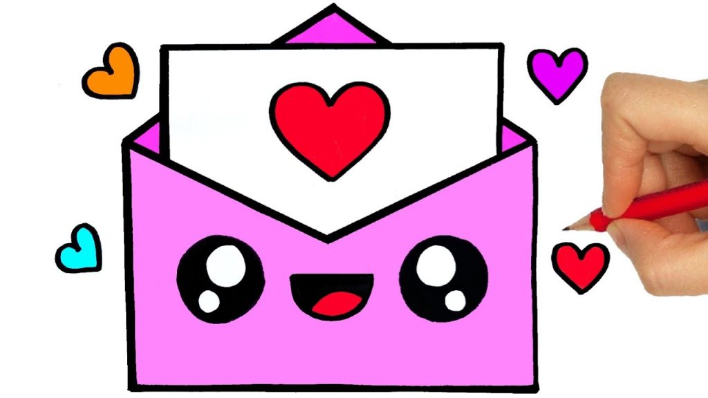 How To Draw A Cute Love Envelope Kawaii Valentine S Day Dibujos Kawaii Desenhos Kawaii Social Useful Stuff Handy Tips