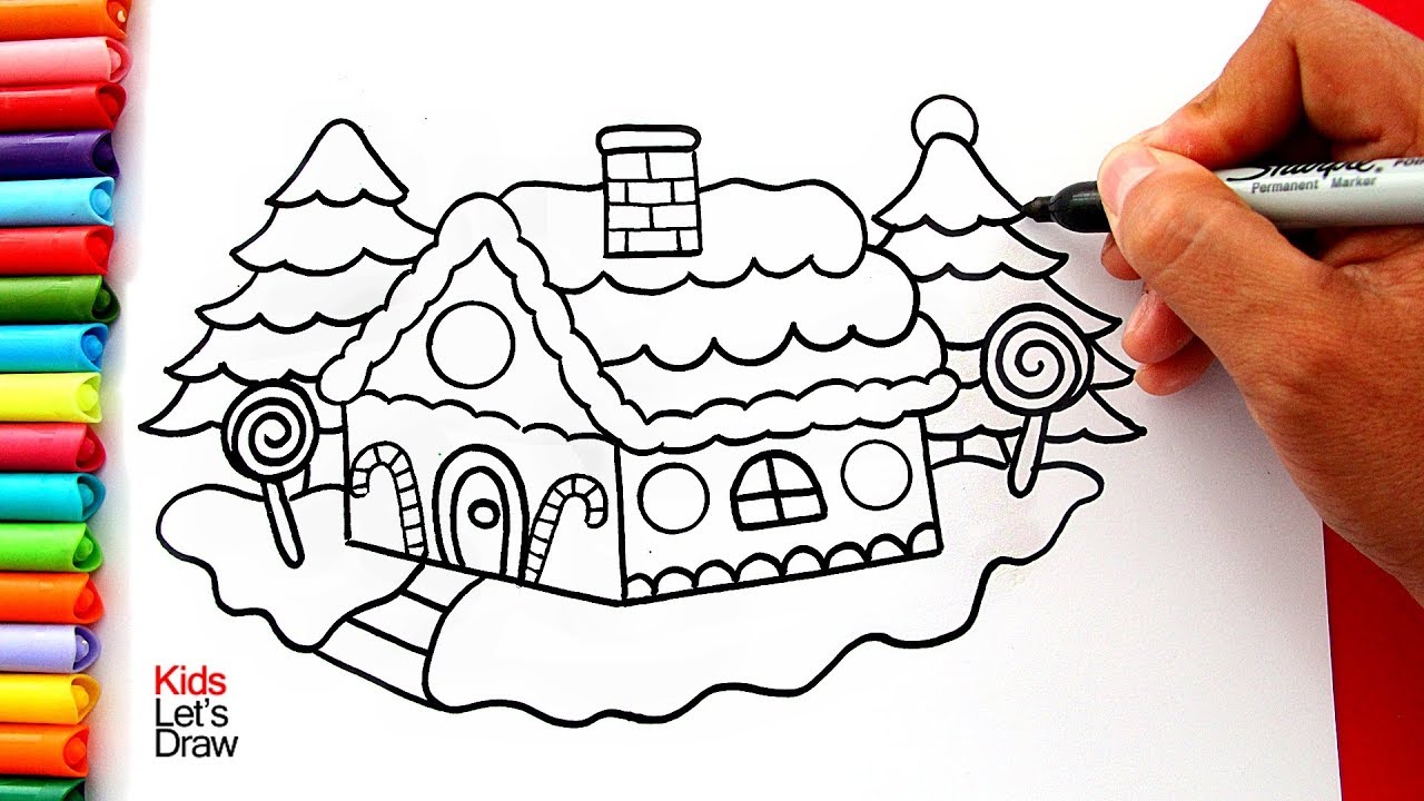 Aprende A Dibujar Y Pintar Una Casa De Navidad Fácil How To Draw And