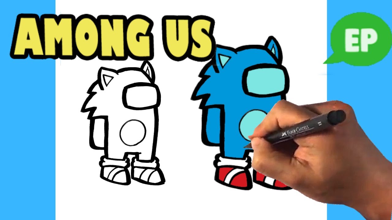 How to Draw Among Us Sonic - Easy Pictures to Draw | Social Useful