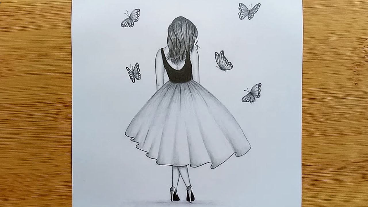 How To Draw A Girl With Butterfly For Beginners Pencil Sketch Step By Step Social Useful Stuff Handy Tips