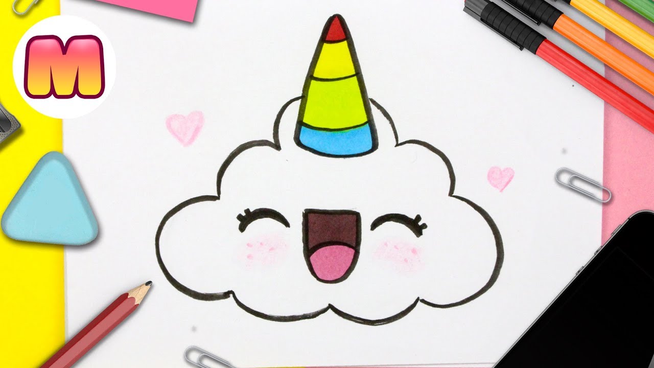 Como Dibujar Una Nube Unicornio Kawaii Dibujos Kawaii Faciles Como