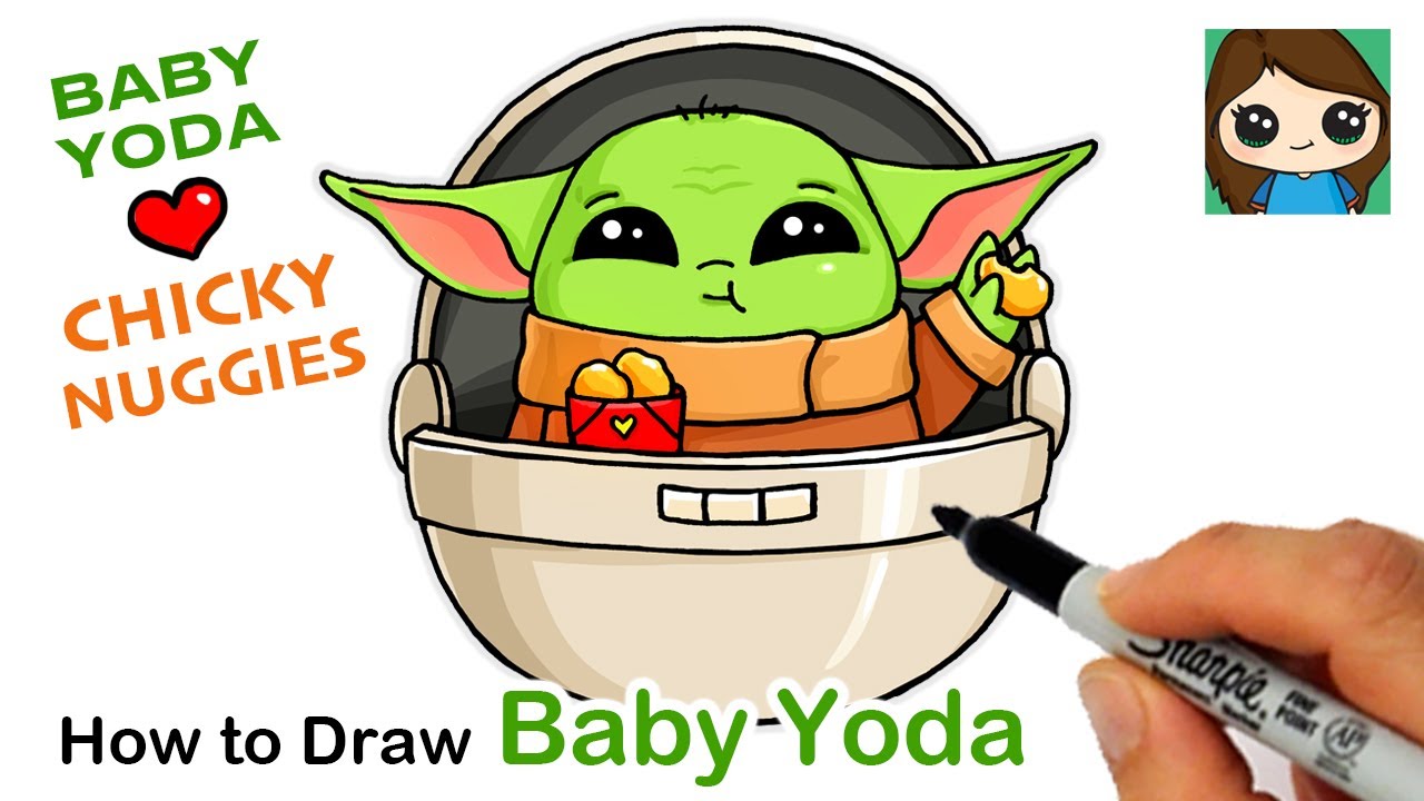 How To Draw Baby Yoda Eating Chicky Nuggies