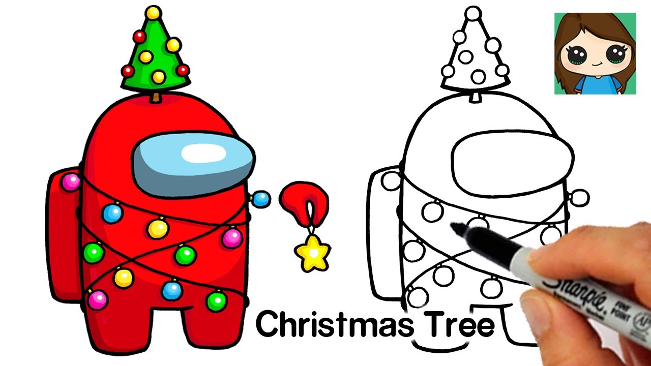 How to Draw AMONG US Christmas Tree Christmas 4 Social Useful