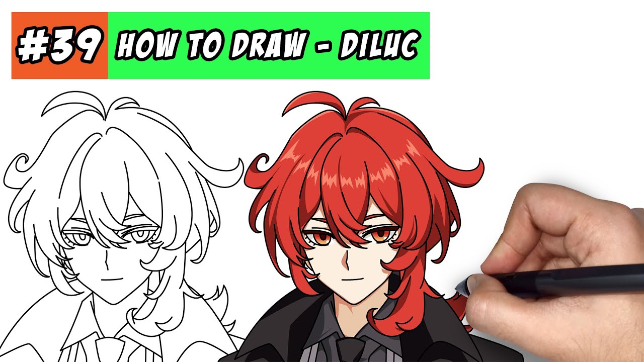 How To Draw Diluc Genshin Impact Easy Step By Step Tutorial Social Useful Stuff Handy Tips