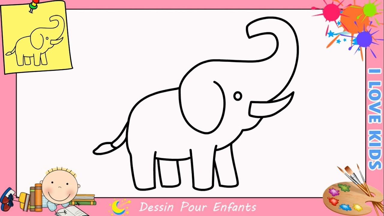 Comment dessiner un éléphant FACILEMENT etape par etape pour ENFANTS 4