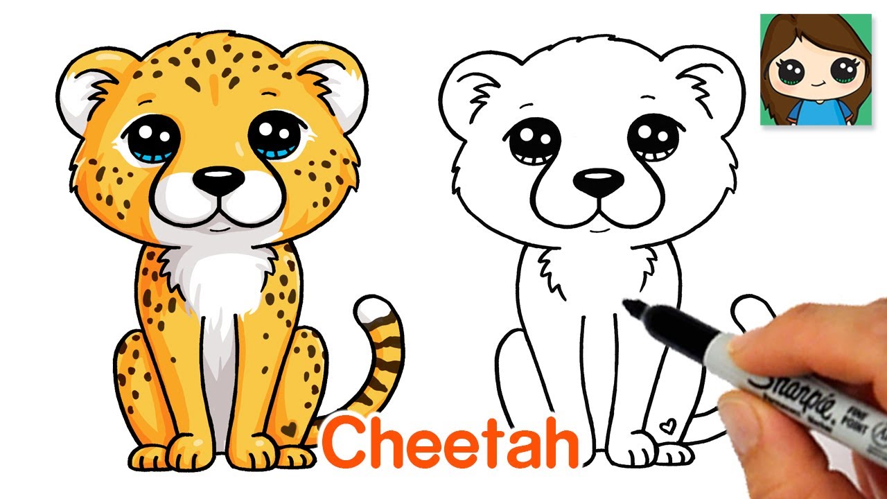 How to Draw a Cheetah Easy Cute Cartoon Animal Social Useful Stuff