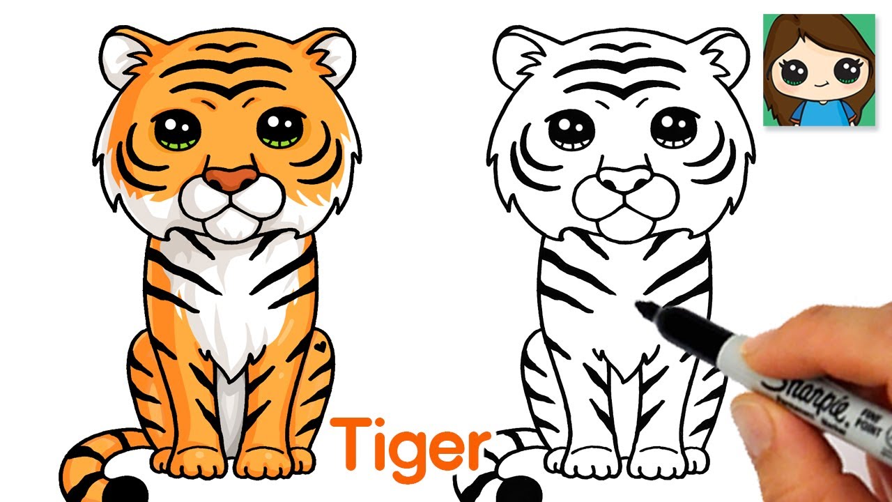 How to Draw a Tiger Easy Cute Cartoon Animal Social Useful Stuff