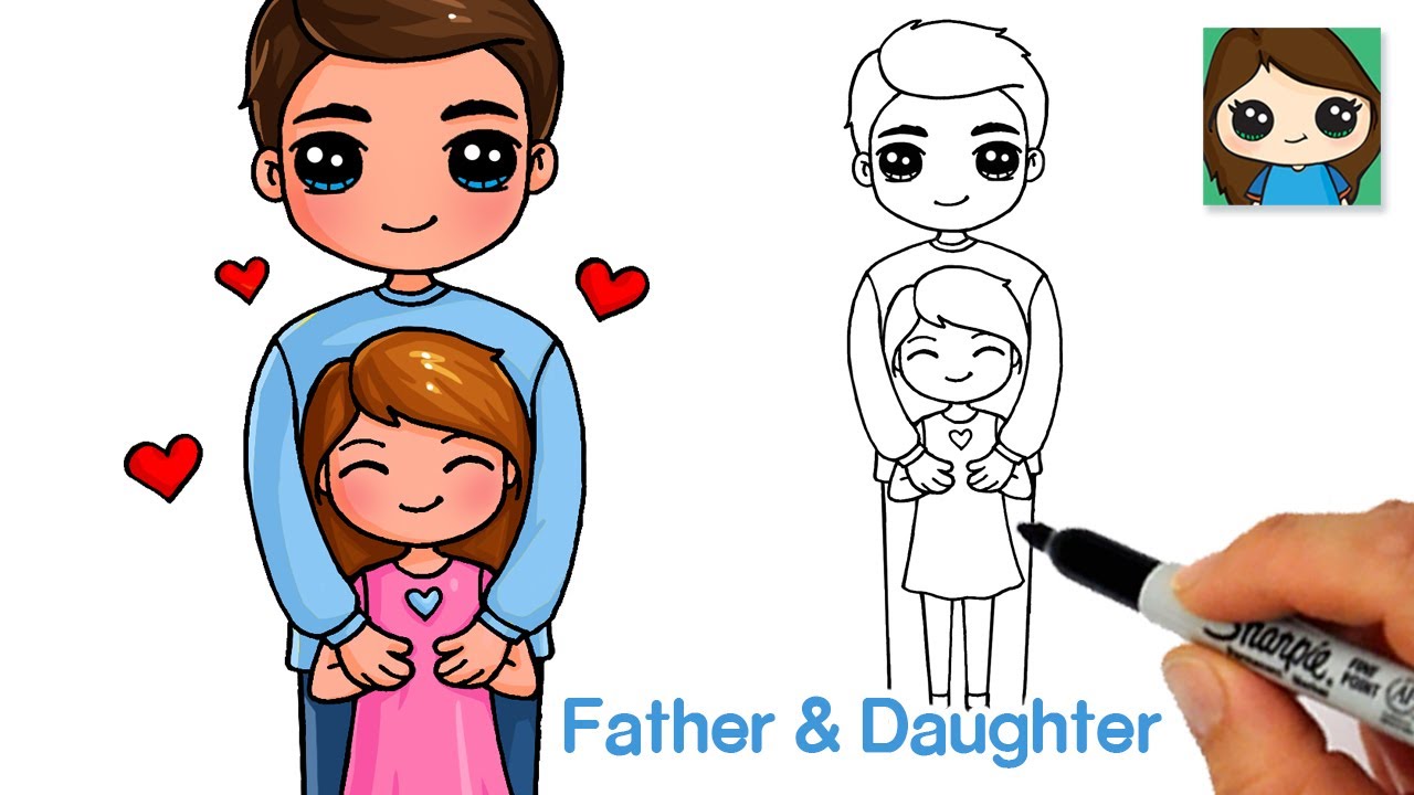 How to Draw a Father and Daughter ️ Father's Day Love | Social Useful