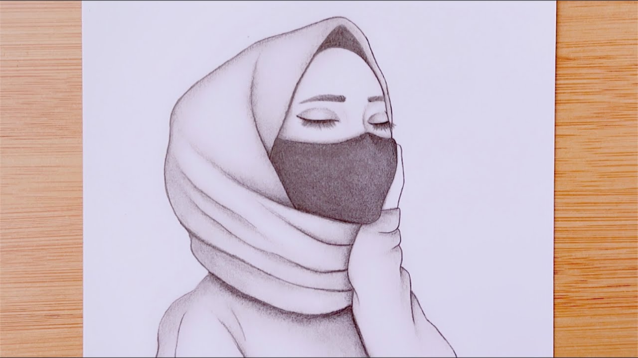 How to draw a Girl with Hijab A Hijab Girl with Pencil Sketch