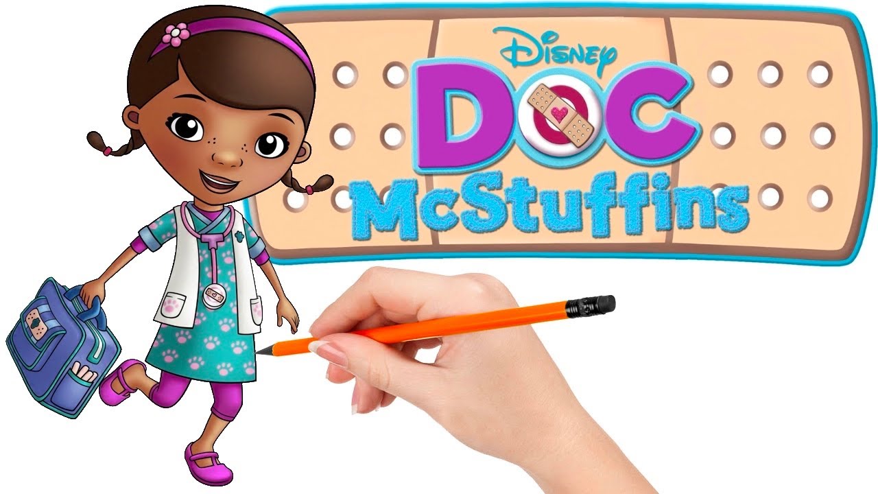 How to draw Doc McStuffins running to treat animals Easy Drawings