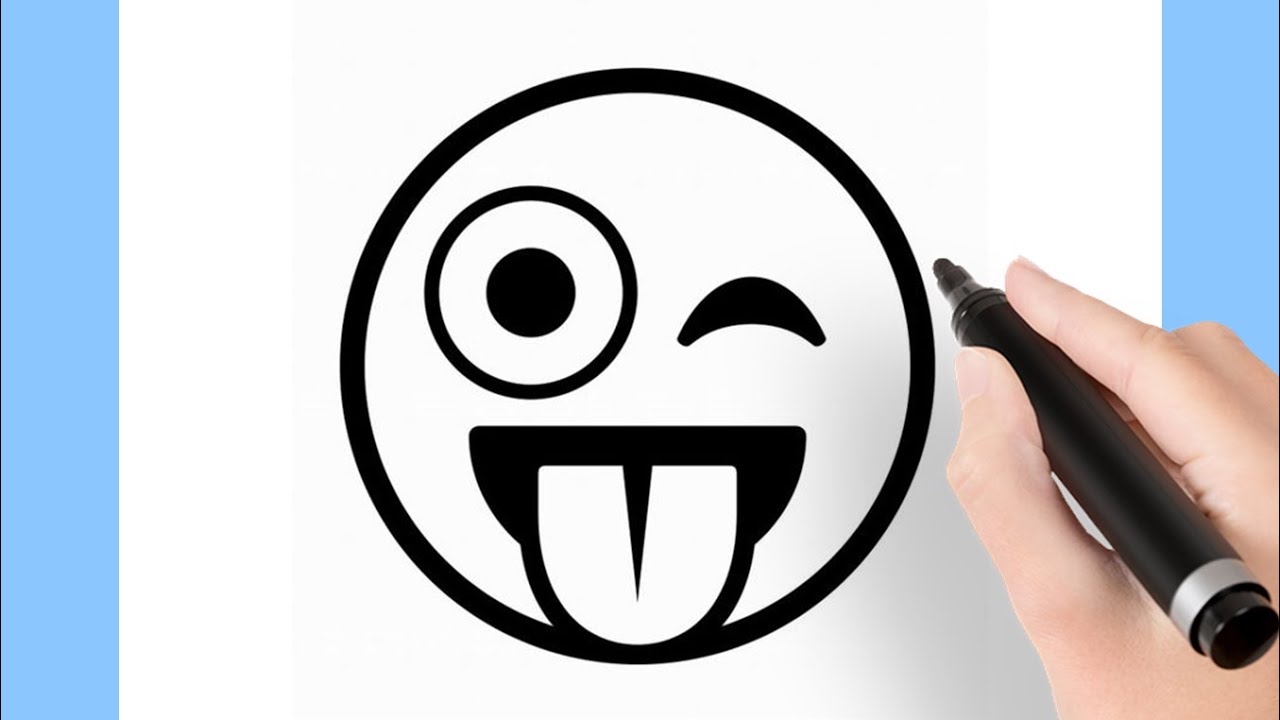 winking emoji | Easy Drawings - Dibujos Faciles - Dessins Faciles - How ...