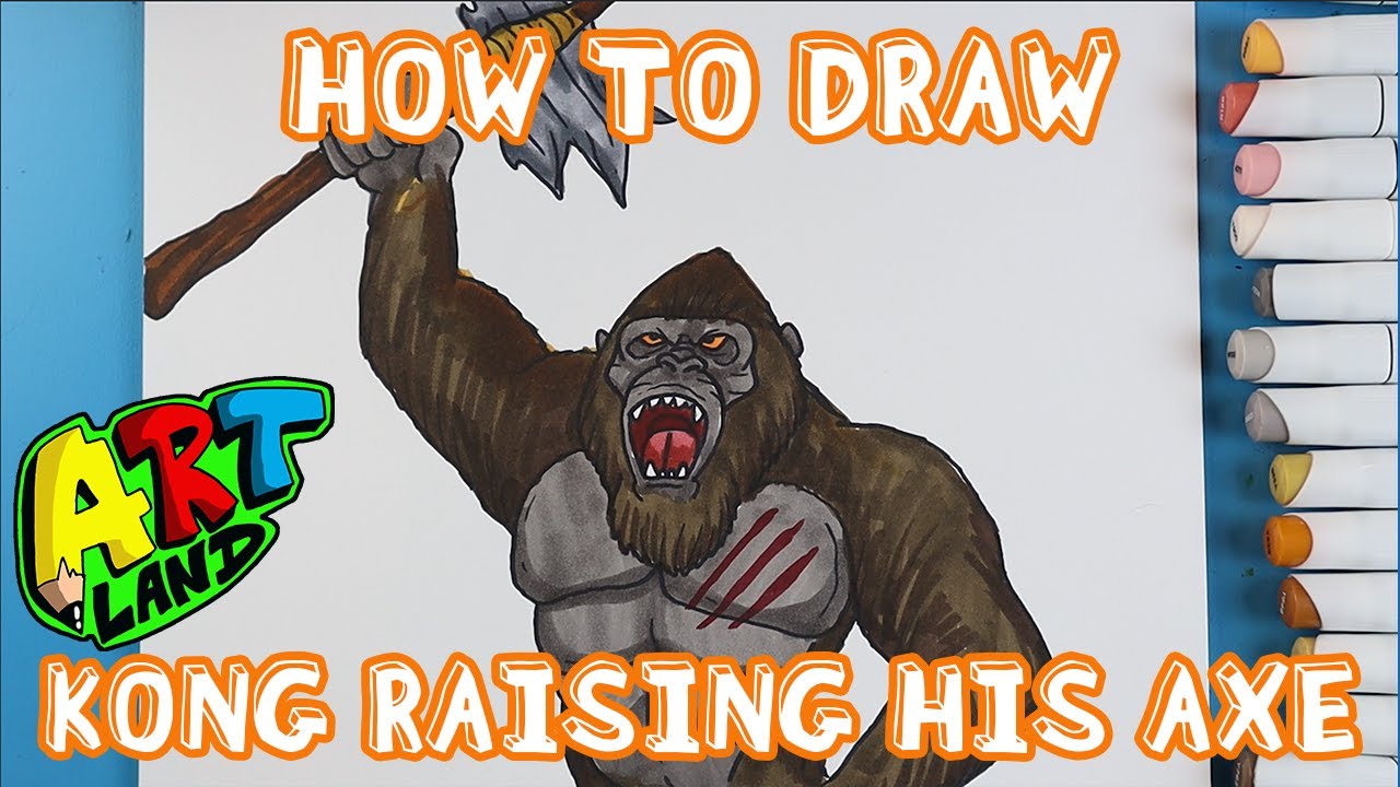 How to Draw KONG RAISING HIS AXE!!! Easy Drawings Dibujos Faciles