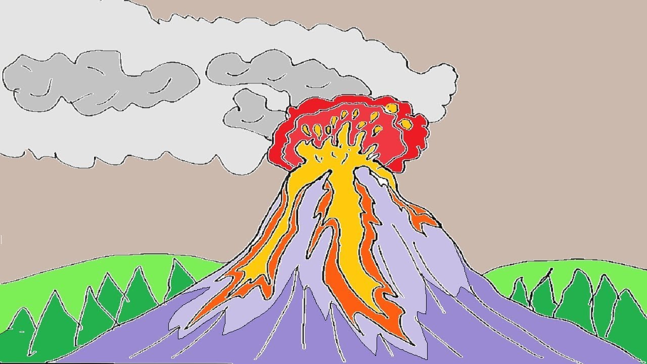 Рисунок вулкана 5 класс. Вулкан рисунок. Извержение вулкана рисунок. Извержение вулкана для детей. Вулкан рисунок карандашом.