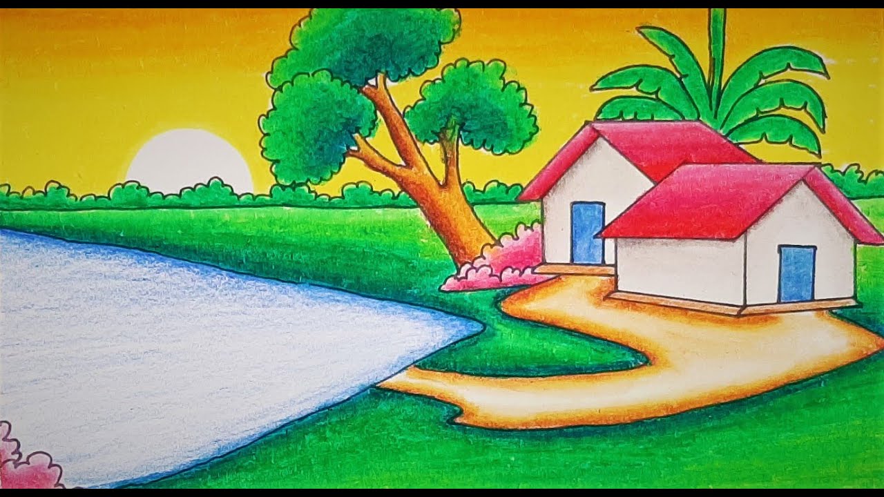 how-to-draw-village-house-village-house-drawing-easy-step-by-step