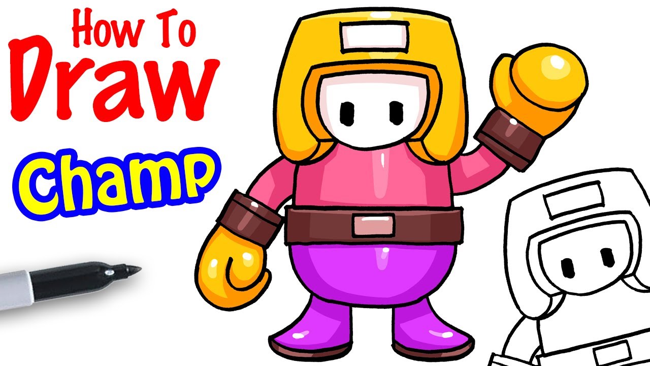 How to Draw the Champ Fall Guys Easy Drawings Dibujos Faciles