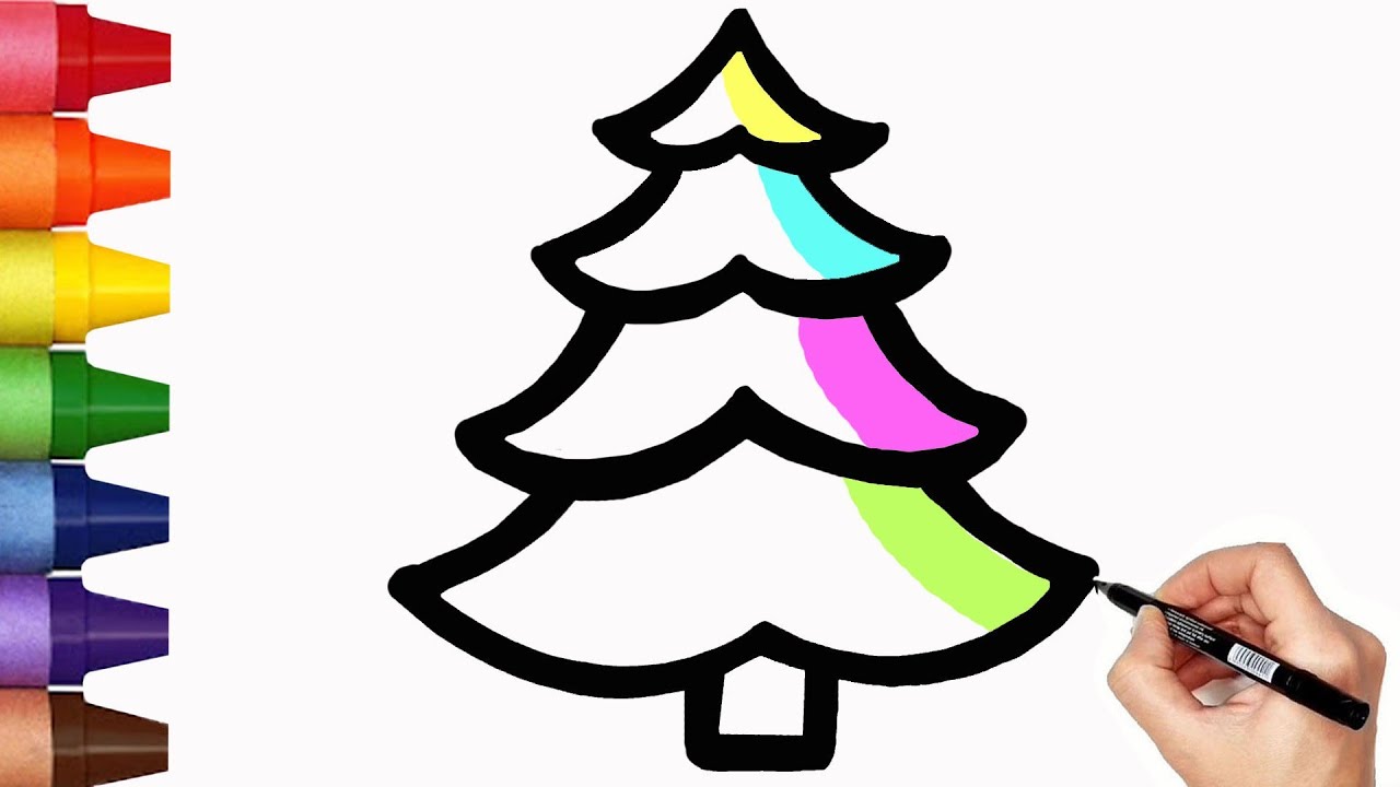 How To Draw A Christmas Tree For Children 