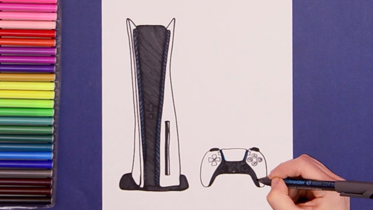 How to draw Sony PlayStation 5 (PS5) Easy Drawings Dibujos Faciles