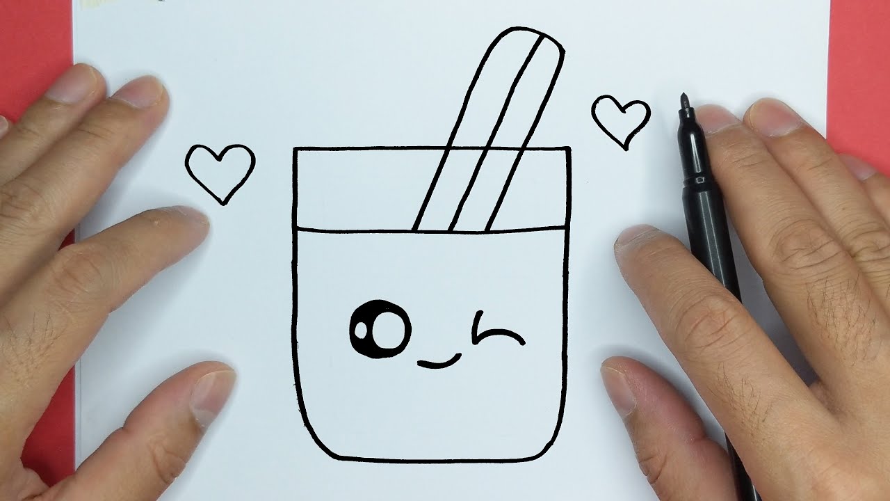 How to draw a cute drinking, Horchata, step by step, draw cute things ...