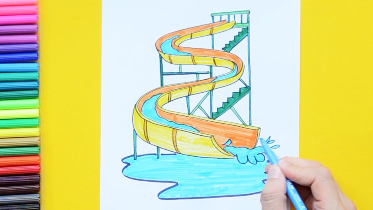 How to draw a water park slide Easy Drawings Dibujos Faciles