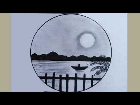 How to draw a circle scenery in easy tutorial with pencil | Easy ...