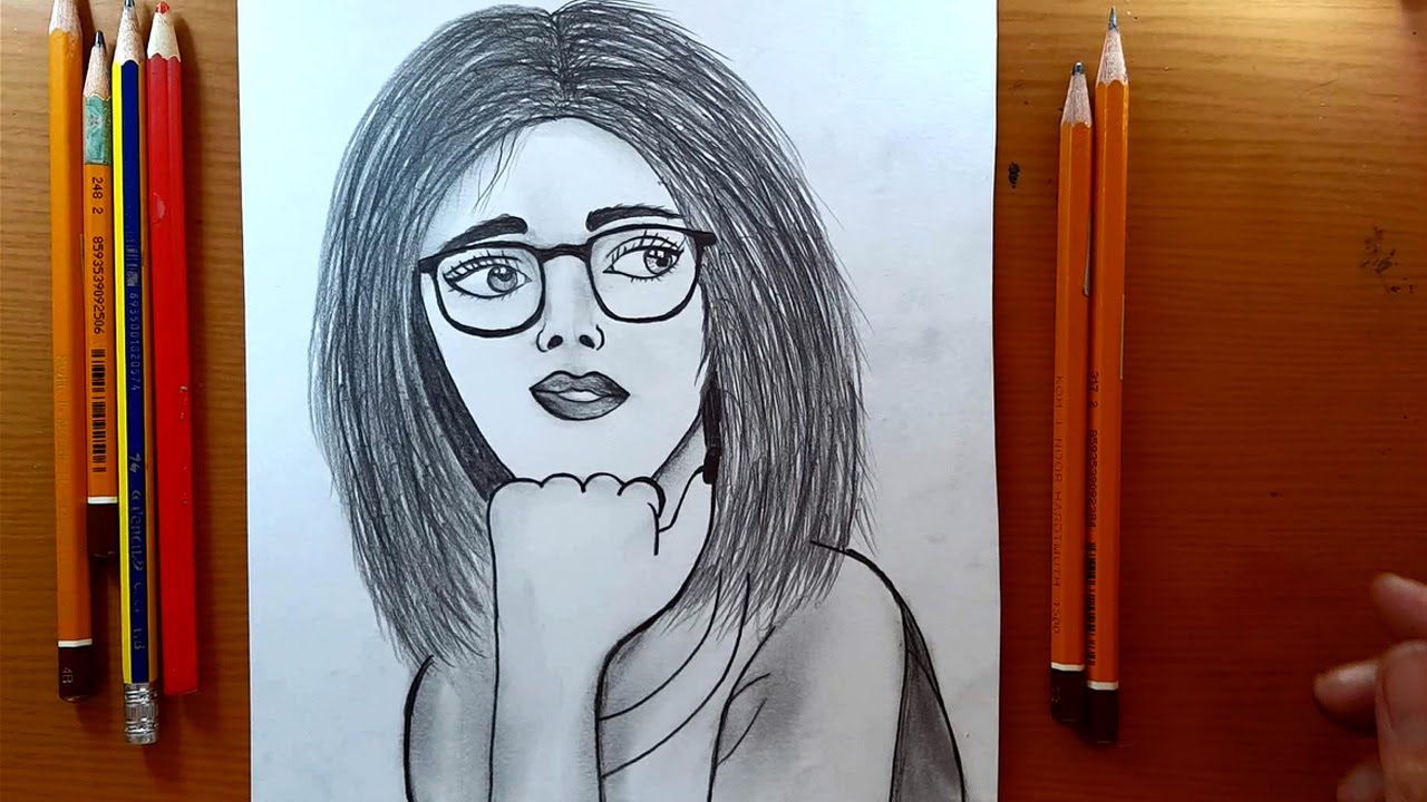 Disegni facili | Come disegnare una ragazza | Ragazza con gli occhiali ...