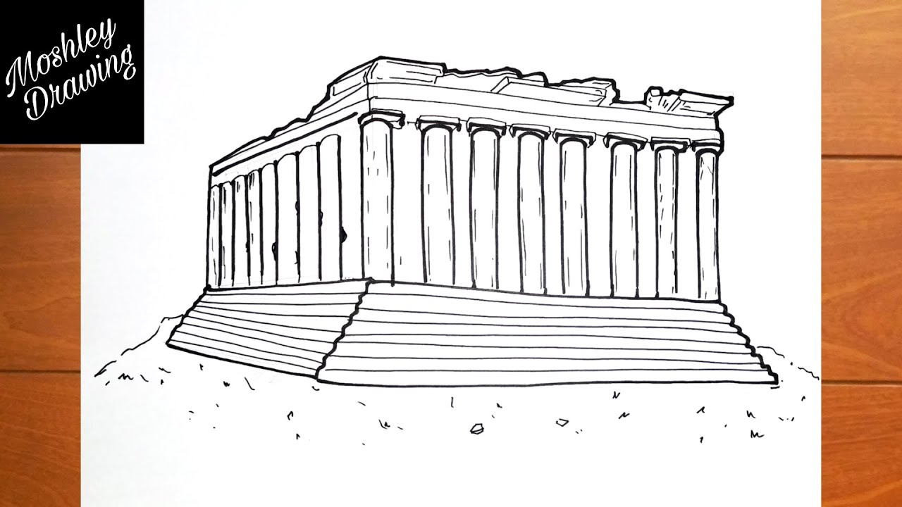 How to Draw The Parthenon Greek Temple Easy Drawings Dibujos