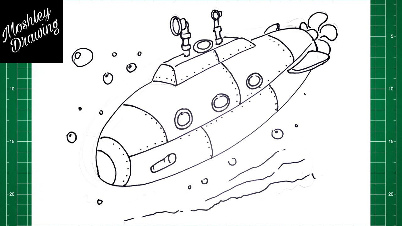 How to Draw a Submarine Easy Step by Step | Easy Drawings - Dibujos ...