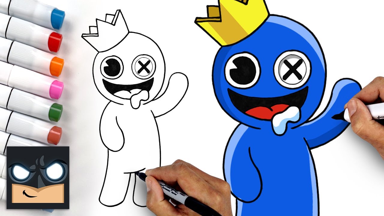 Rainbow Friends How To Draw Blue Draw & Color Art Tutorial Easy