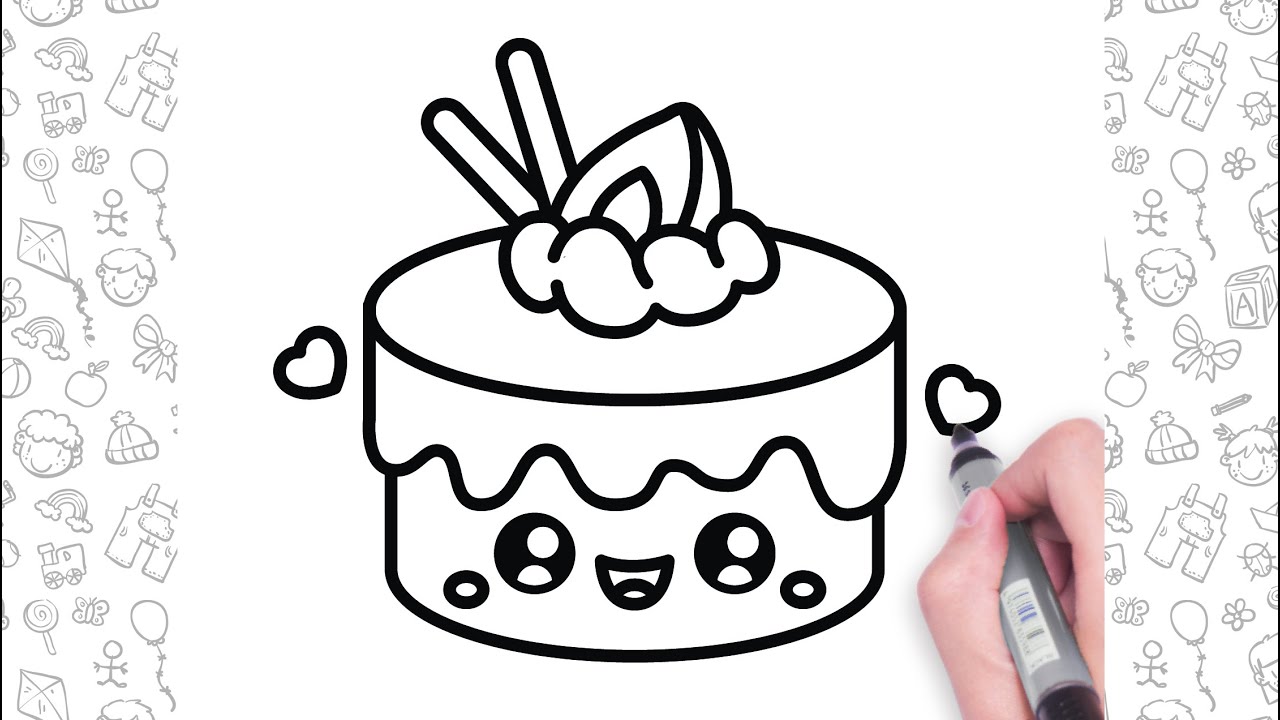CUTE Cake Drawing Easy For Kids | Easy Drawings - Dibujos Faciles ...