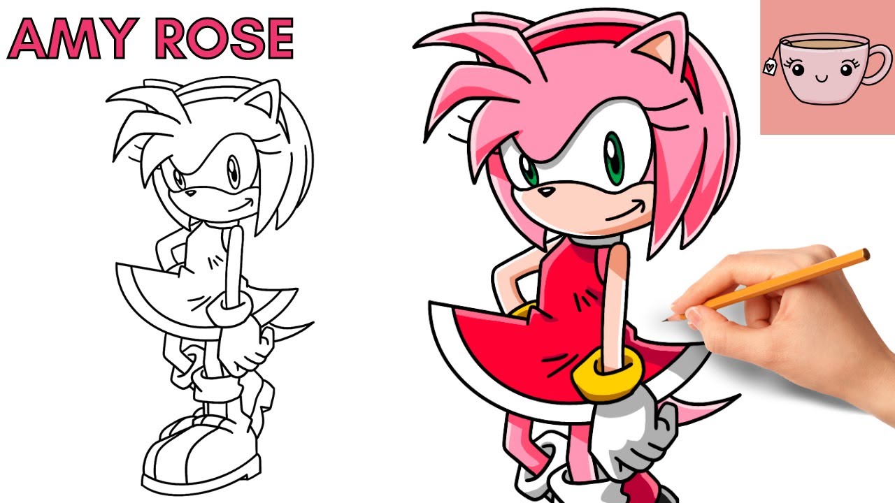 How To Draw Amy Rose Sonic The Hedgehog Cute Step By Step Drawing